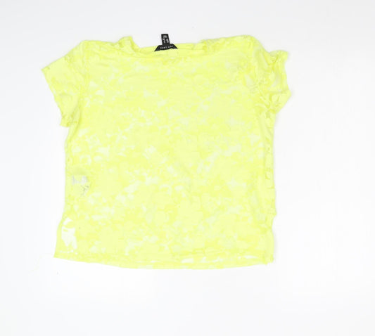 New Look Womens Yellow Floral Basic T-Shirt Size 12