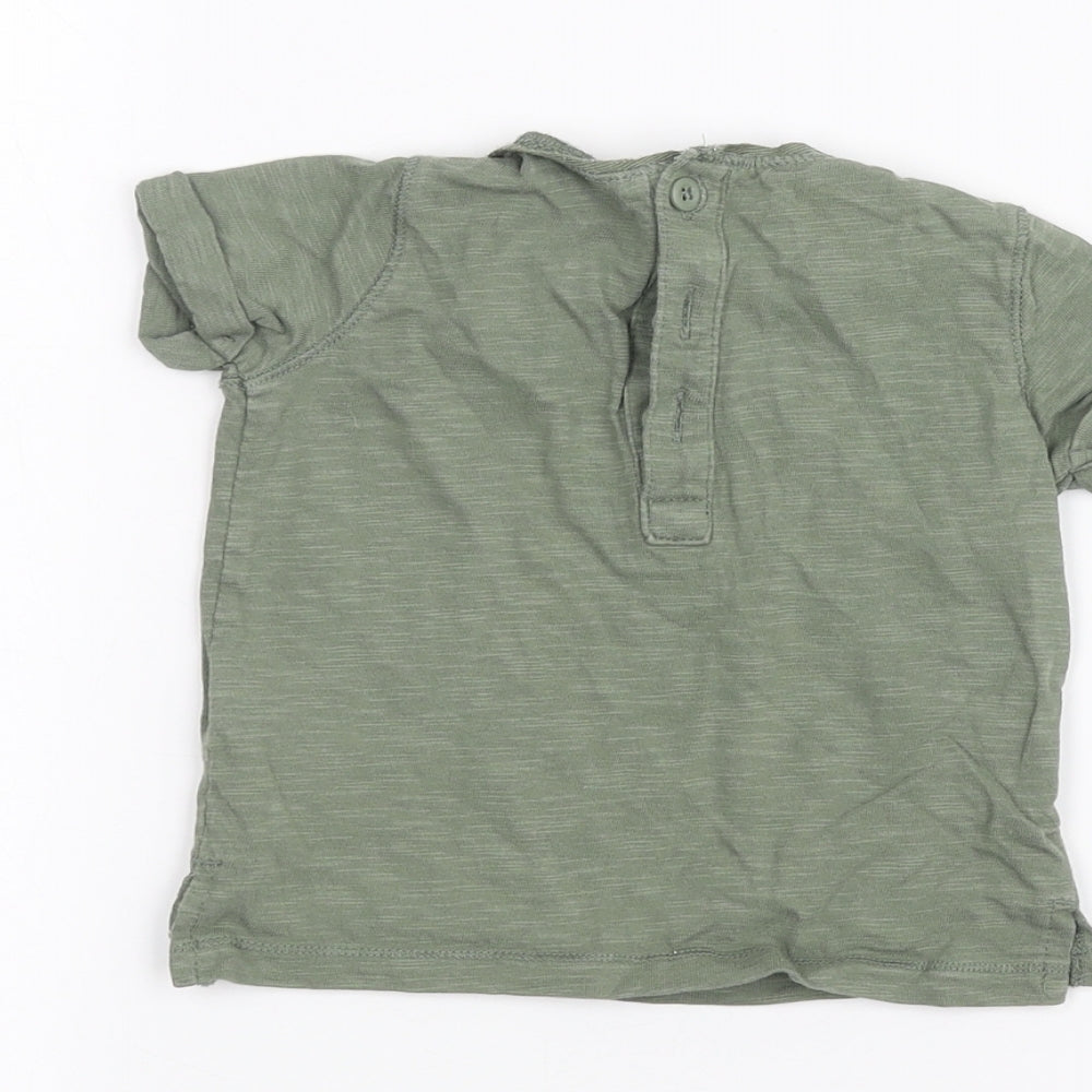 Brand and care label for Next Baby Green Basic T-Shirt, size 3-6, Months