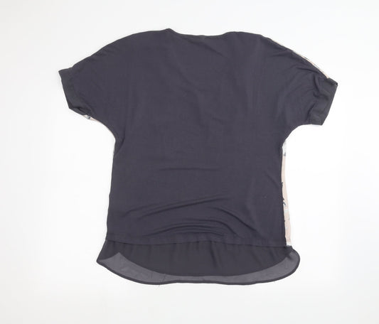 Papaya Womens Blue Floral Basic T-Shirt Size 10