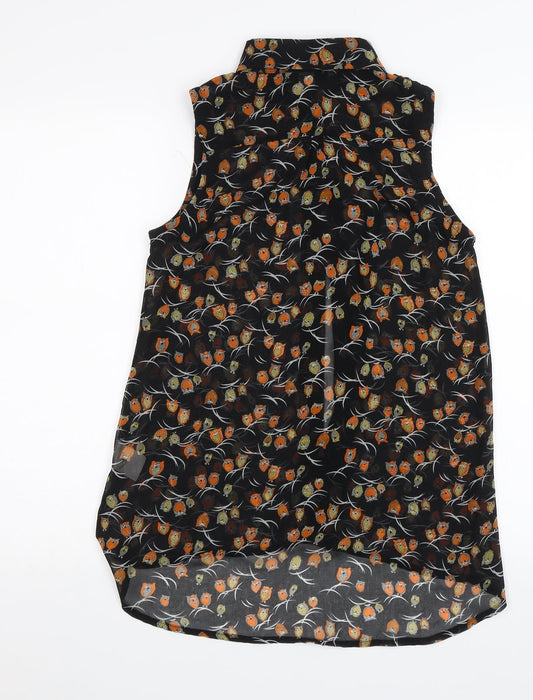 AX Paris Womens Black Basic Blouse Size 8 - Owls