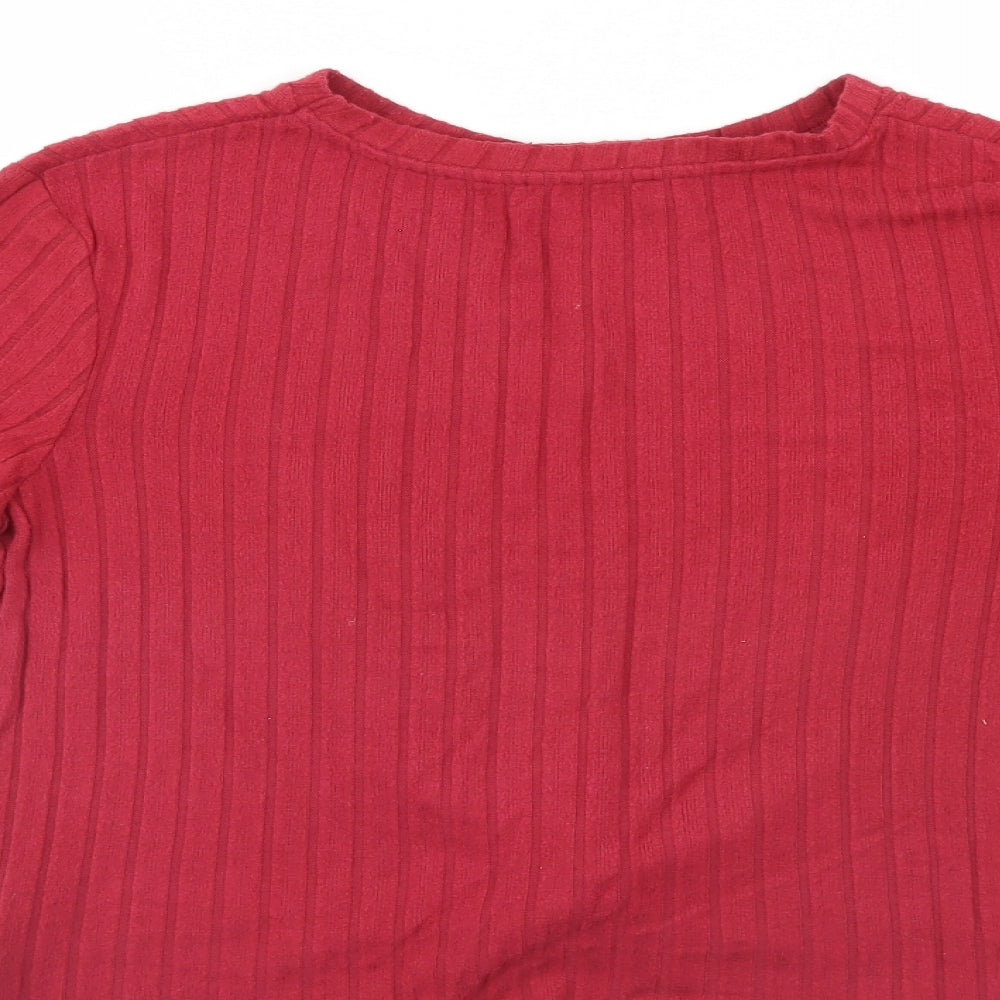 Primark Womens Red Striped Wrap Jumper Size 18