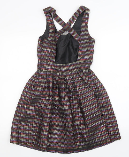 Topshop Womens Multicoloured Striped A-Line Size 8