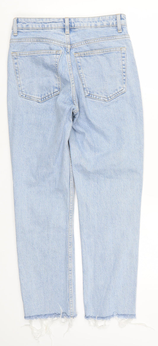 Topshop Womens Blue Denim Straight Jeans Size 26 in L24 in - Distressed Hem