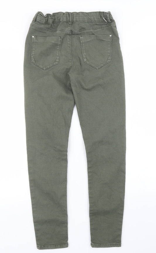 River Island Girls Green Denim Straight Jeans Size 12 Years