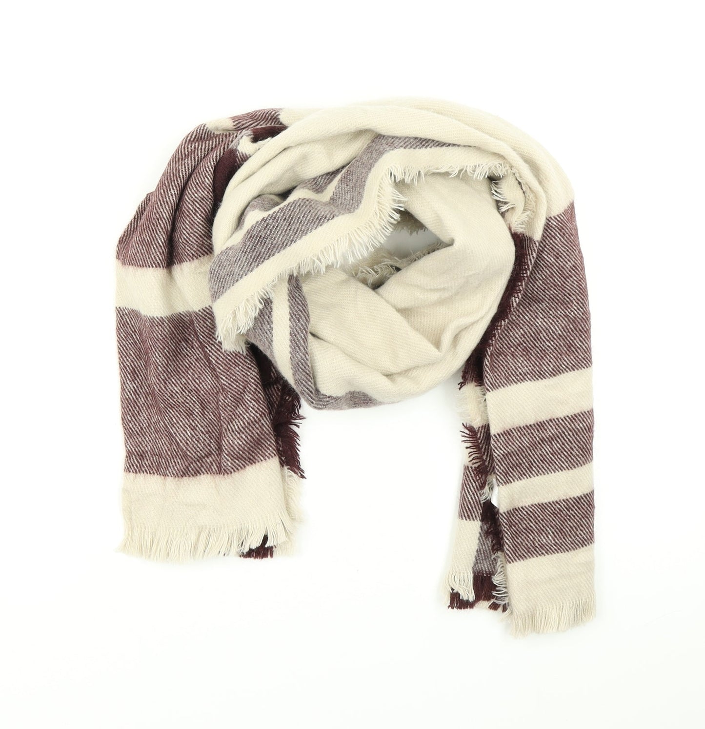 Atmosphere Womens Purple Plaid Knit Scarf