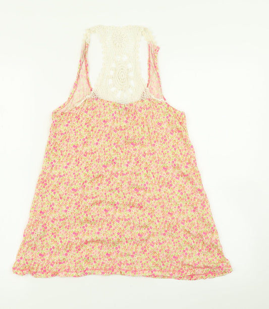 Miss Selfridge Womens Orange Floral Basic Tank Size 8