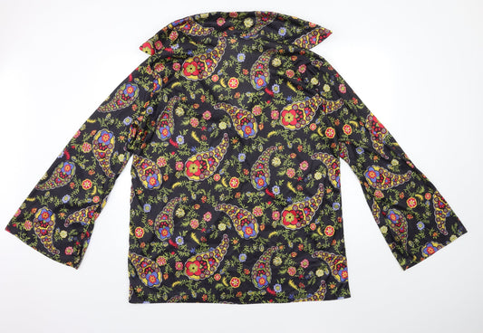Wicked Womens Black Floral Basic Blouse Size XL