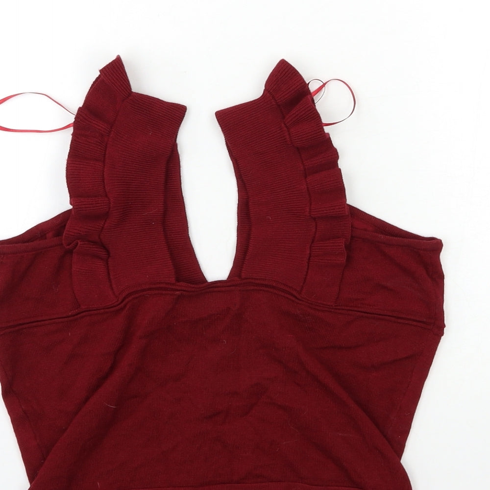 CAMEO ROSE Womens Red Knit Pullover Jumper Size 8