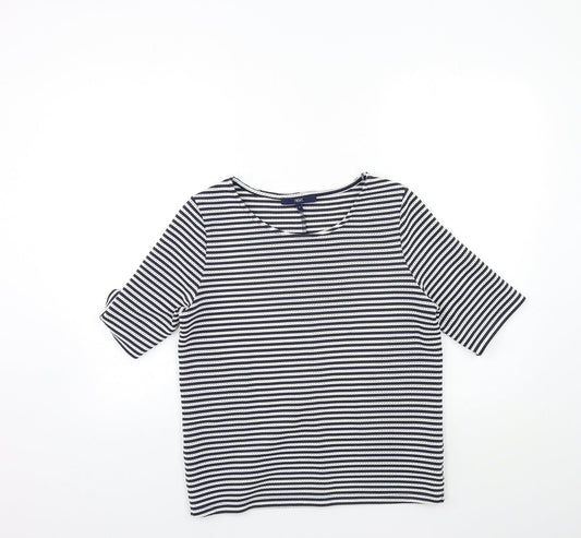 NEXT Womens Blue Striped Basic T-Shirt Size 8