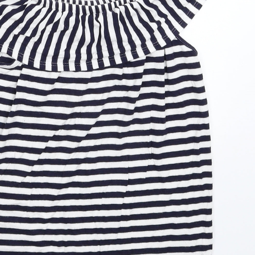 Avenue Girls Blue Striped Basic T-Shirt Size 7-8 Years