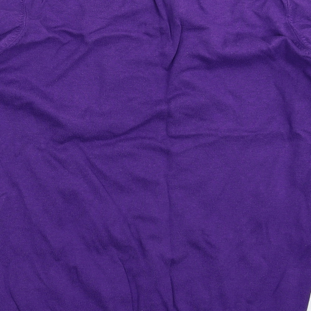 Brand and care label for Autograph men’s purple knit jumper, size M