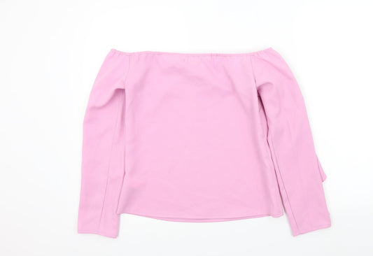 RAVI FAMOUSE Womens Pink Colourblock Basic Blouse Size 8