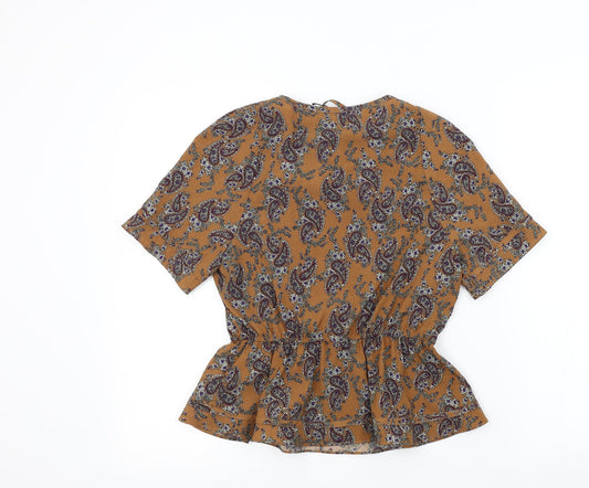 MISS TRUTH Womens Brown Geometric Basic Blouse Size 8