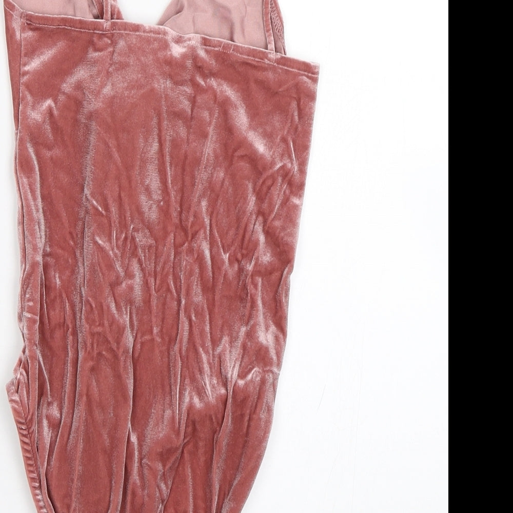 Topshop Womens Pink Velour Catsuit One-Piece Size 8