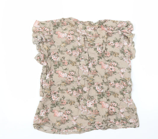Vera Moda Womens Beige Floral Basic Blouse Size S