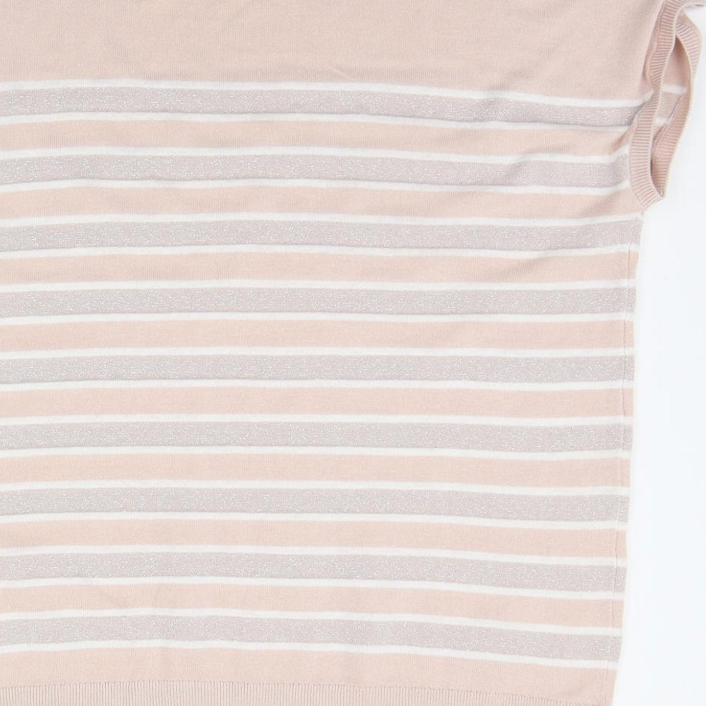 MONA Womens Beige Striped Pullover Jumper Size 18