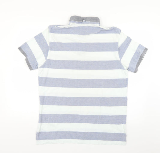 Rhino Mens Ivory Striped Polo Size L