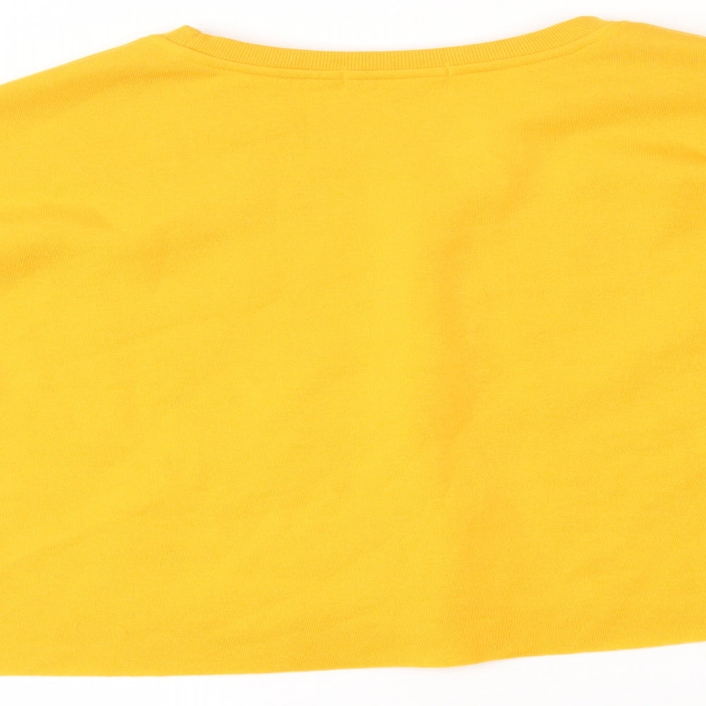 Primark Womens Yellow Henley Jumper Size S - CROPPED