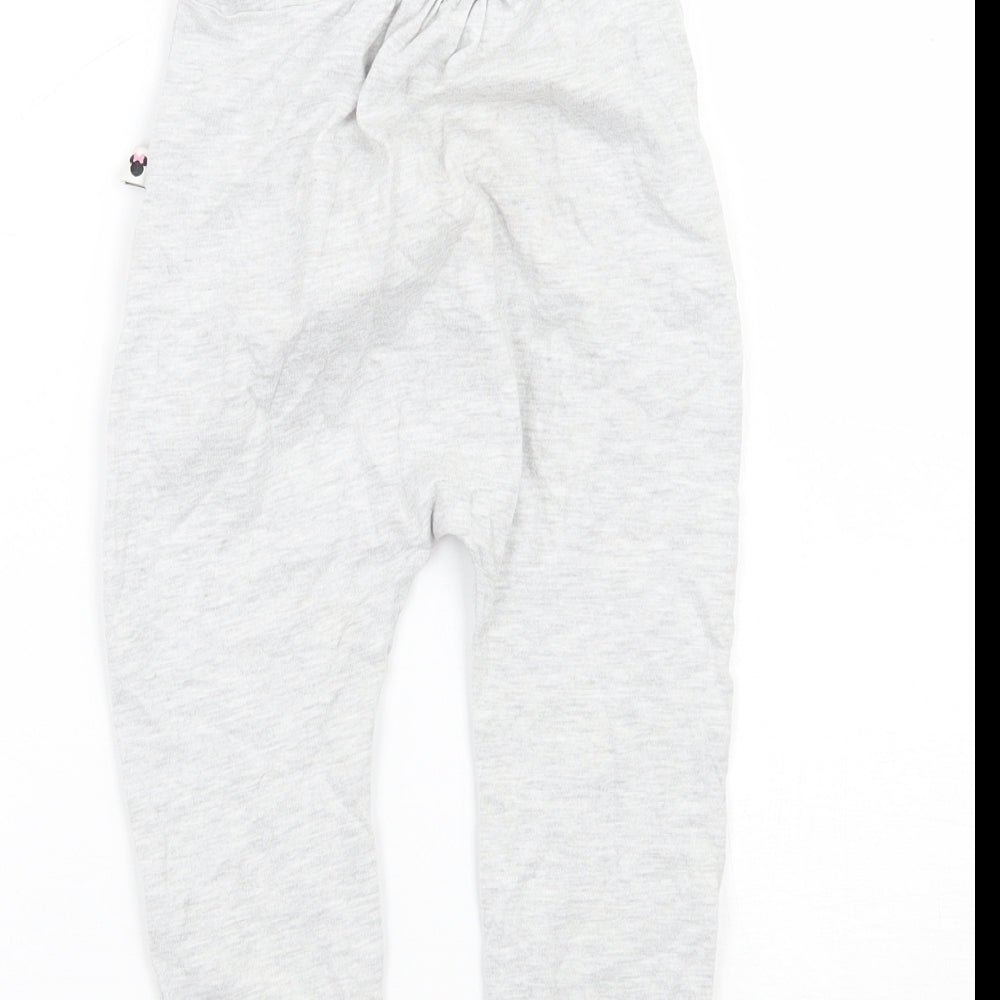 Disney Girls Grey Floral Sweatpants Trousers Size 18-24 Months