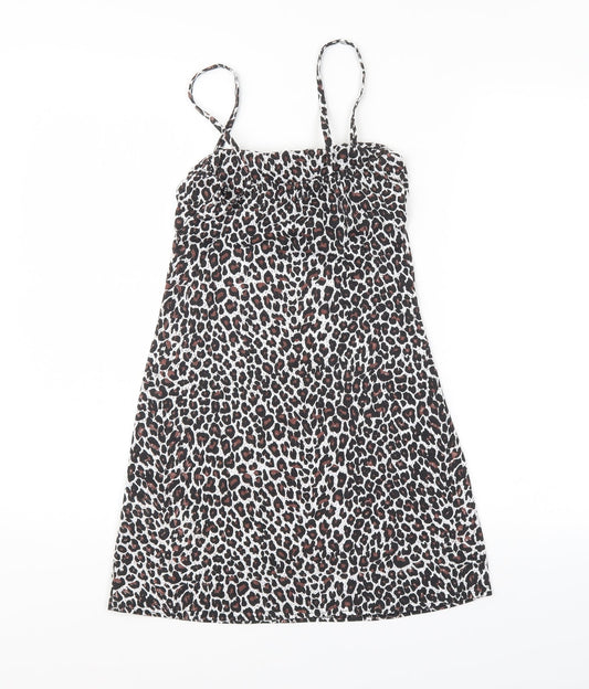 PRETTYLITTLETHING Womens Brown Animal Print Basic Blouse Size 4