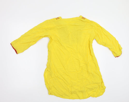 Preworn Womens Yellow Basic Blouse Size L