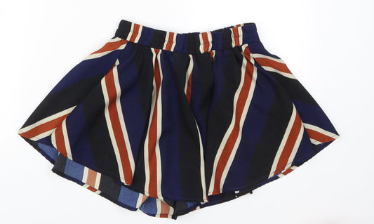 PRETTYLITTLETHING Womens Blue Striped Hot Pants Shorts Size 6