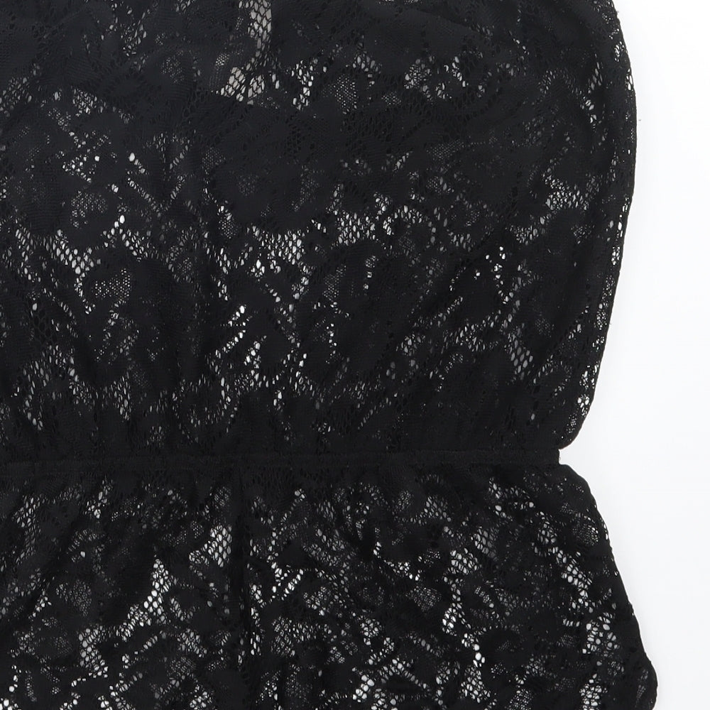 Ocean Club Womens Black Lace Playsuit One-Piece Size 10 - Beach Cover Up