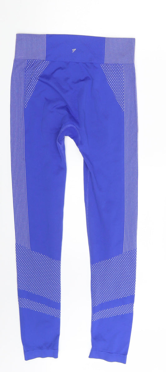 Work Out Womens Blue Polka Dot Jegging Leggings Size 10 L24 in