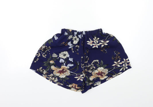 Preworn Womens Blue Floral Sailor Shorts Size 24 in