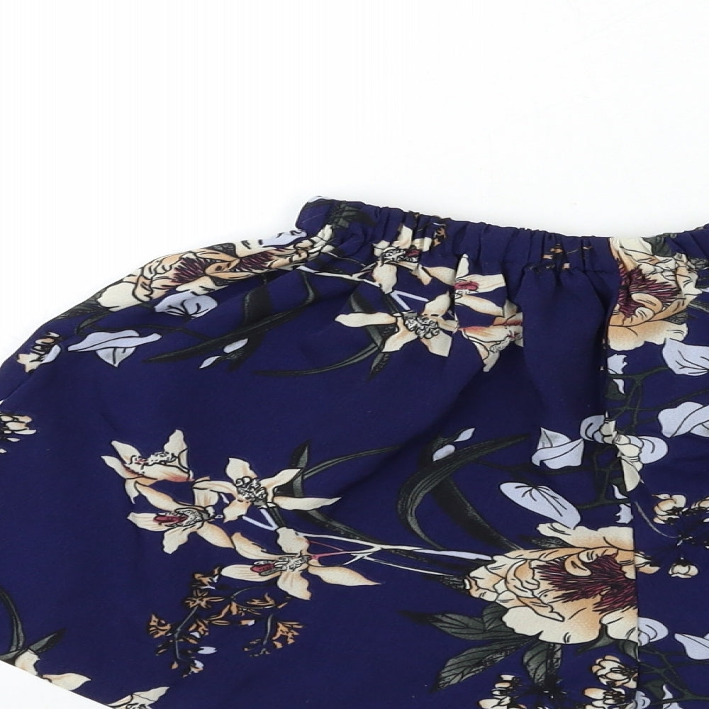 Preworn Womens Blue Floral Sailor Shorts Size 24 in