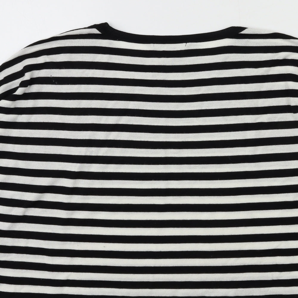 H&M Womens Black Striped Knit Pullover Jumper Size XS