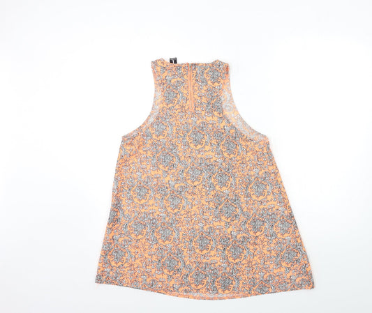 IZABELL Womens Orange Paisley Basic Tank Size 8