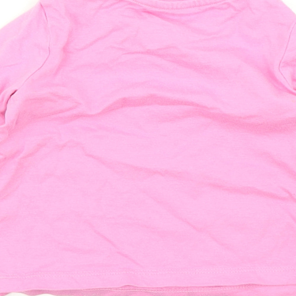 Brand and care label for Mr Men girls’ pink basic t-shirt, size 3-6, months - little miss chatterbox