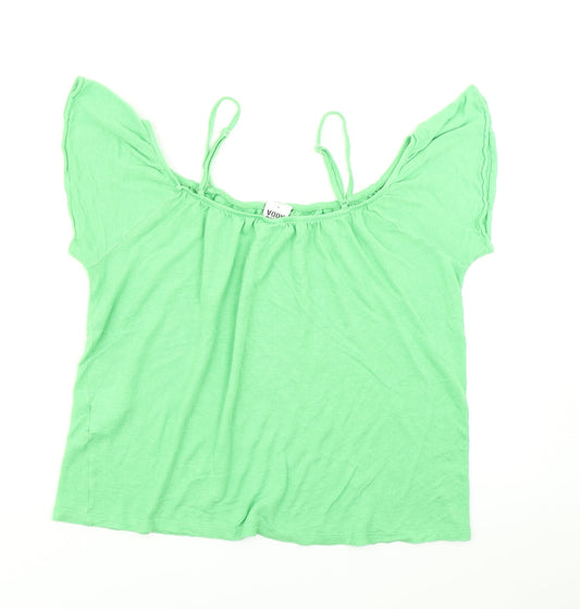 VERO MODA Womens Green Basic Blouse Size M - Cold Shoulder