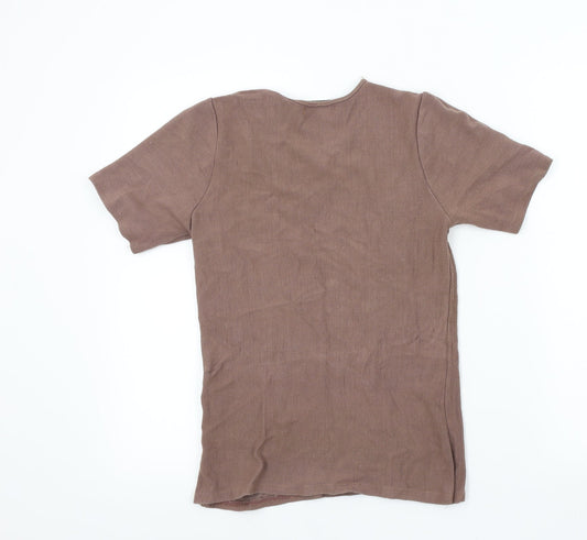 Todays Look Womens Blue Colourblock Basic T-Shirt Size S