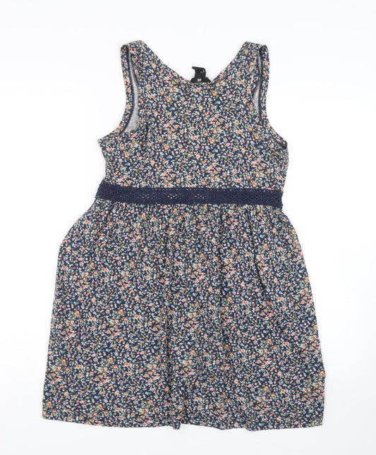 H&M Womens Blue Floral Tank Dress Size XS