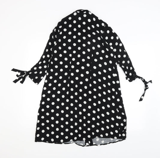 Primark Womens Black Polka Dot Shirt Dress Size 4