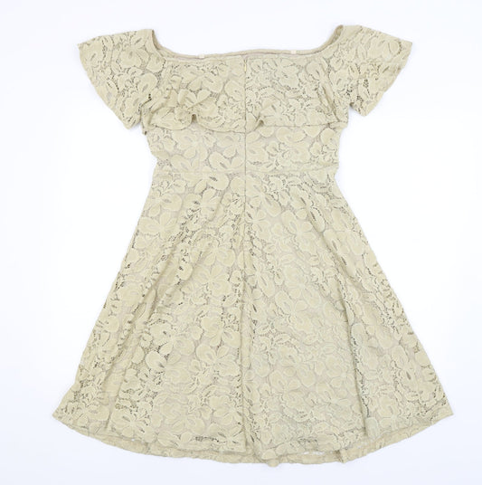 Preworn Womens Gold Fit & Flare Size L