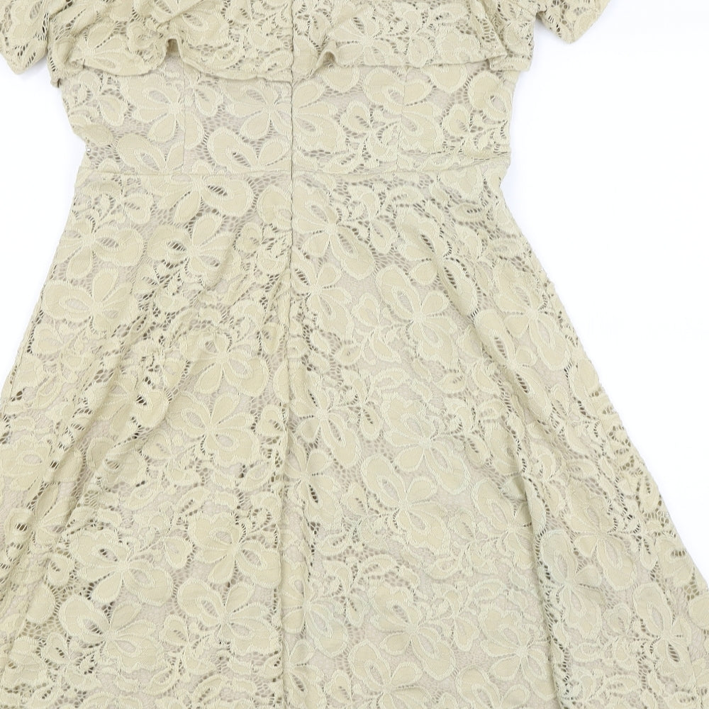 Preworn Womens Gold Fit & Flare Size L