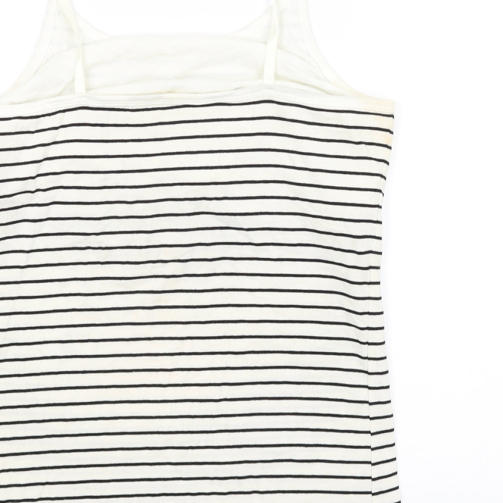 Favourites Womens White Striped Camisole Tank Size L