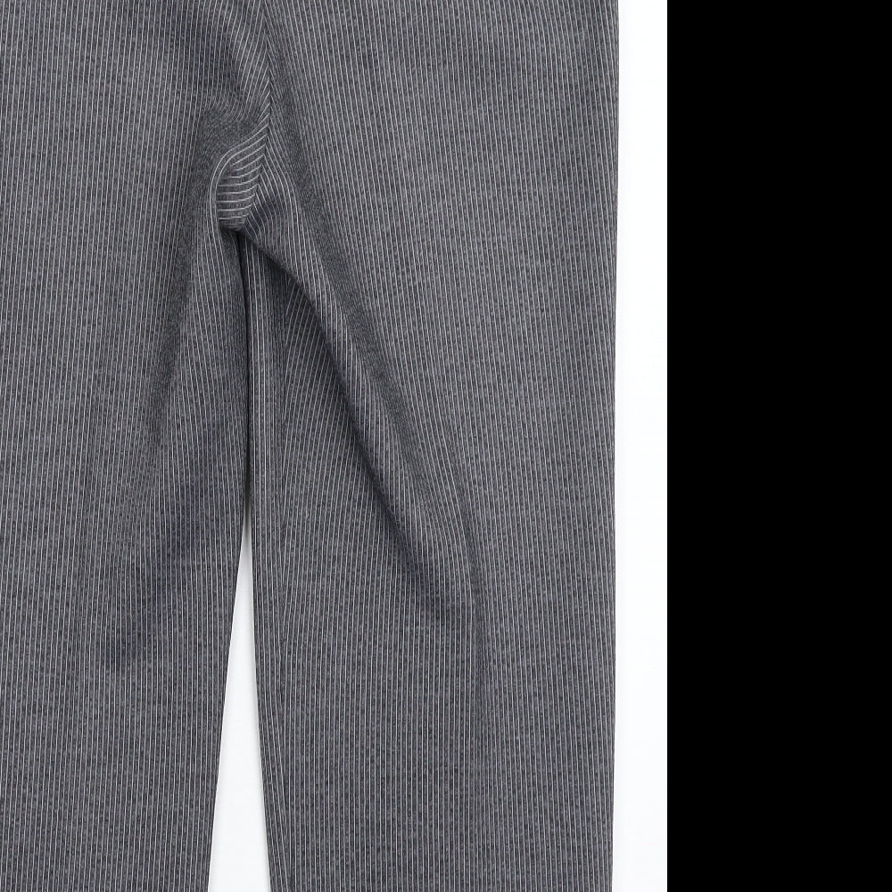 Preworn Womens Grey Striped Trousers Size 38 in L26 in
