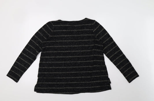 NEXT Womens Black Striped Pullover Sweatshirt Size 14