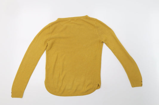 Classic Womens Yellow Knit Pullover Sweatshirt Size 8