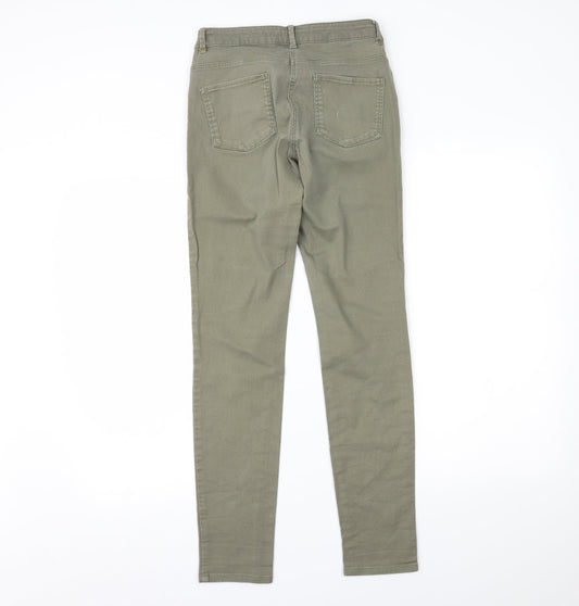 H&M Womens Green Denim Skinny Jeans Size 10 L28 in