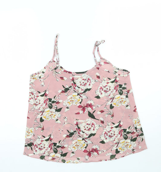 Jeuvre Womens Pink Floral Basic Tank Size S