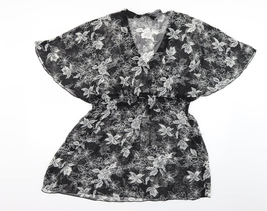 beachlife Womens Black Floral Pullover Casual Size M