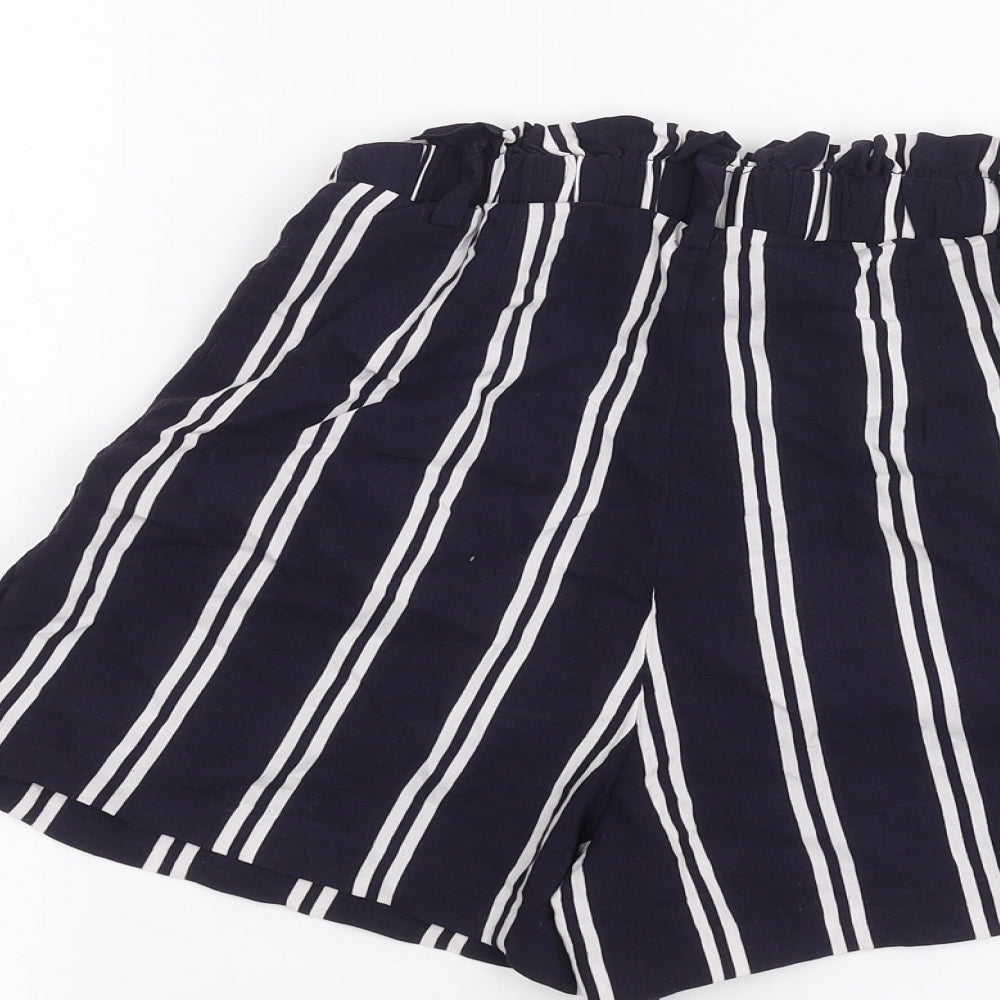 H&M Womens Blue Striped Paperbag Shorts Size 4