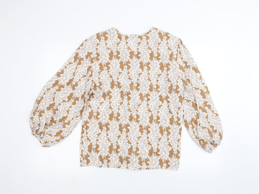 Mini Velvet Womens Brown Floral Basic Blouse Size XS