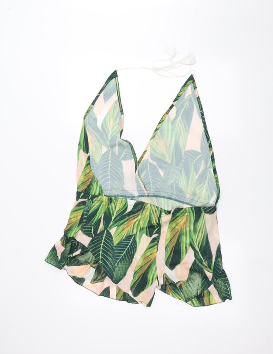 Zaful Womens Green Camouflage Basic Blouse Size S