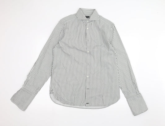 Jaeger Mens White Striped   Dress Shirt Size 15.5